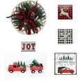 thumbnail image 3 of Fraser Hill Farm Farmhouse Christmas 5-Piece Decorating Kit: Basket-Top Wreath, Joy Blocks, Tree Sign, Truck/Wagon, Reindeer/Snowflake Plaques, 3 of 10