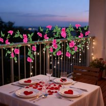 Costeam 9-head Artificial Rose Rattan Wall Hanging,Romantic Floral Garland for Valentine’s Day and Home Decor,Wall Accessory