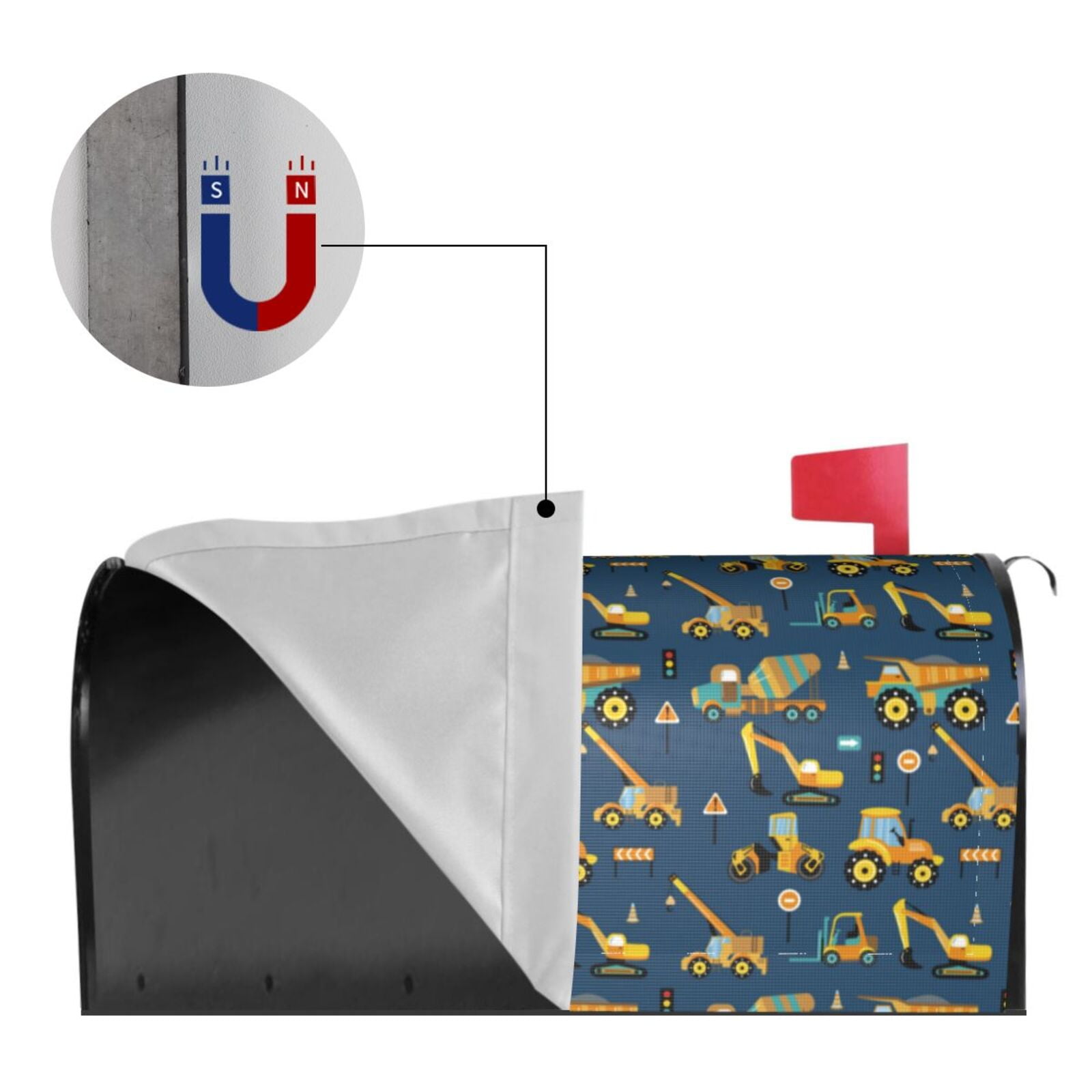 Xecao Modern Excavator for Mailbox Cover with Magnetic Strips, Waterproof and Sunscreen, Adds a Decorative Touch to Your Garden Yard.