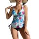 thumbnail image 1 of Parte superior e inferior de bikini blanco, ropa de baño de moda para mujer, conjunto tankini con escote en V y estampado floral, talla M, 1 of 7