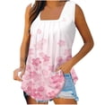 thumbnail image 2 of Puntoco Camiseta sin mangas estampada con cuello cuadrado para mujer Camiseta holgada, 2 of 5