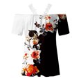 thumbnail image 5 of Blusa informal de manga corta con cuello en V y encaje con hombros descubiertos para mujer OAVQHLG3B Store  lin121212, 5 of 5