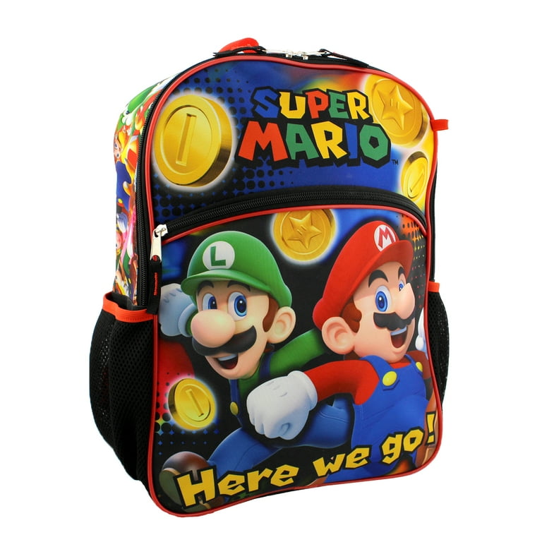 RALME Super Mario Backpack with Lunch Box Set for Boys & Girls, 16 inch,  Value Bundle