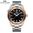 thumbnail image 2 of Automatic Self Wind Mechanical Stainless Steel Strap Simple Orange Blue Bezel Date Business Men Watch, 2 of 5