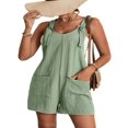 thumbnail image 1 of Femmes Coton Lin Bretelles Courtes Ensemble Été Réglable Sangle Jumpsuit Romper Sans Manches Jambe Large Ample Ensemble, 1 of 7