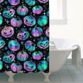 thumbnail image 4 of Retro Horror Themed Artwork Cute Ghost Pumpkin Illustration Waterproof Curtain,72x84 inch Shower Curtain, 4 of 6