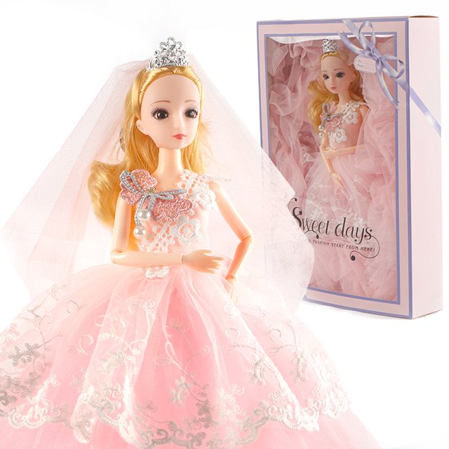 Conjunto de caja de juguete de regalo exquisito, instituto de entrenamiento de juguete para niña, muñeca de tela para vestido de boda