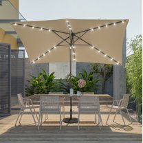 CHYVARY 10 x 6.5ft LED Outdoor Patio Rectangular Table Umbrellas for Deck, Poolside and Garden,Sand