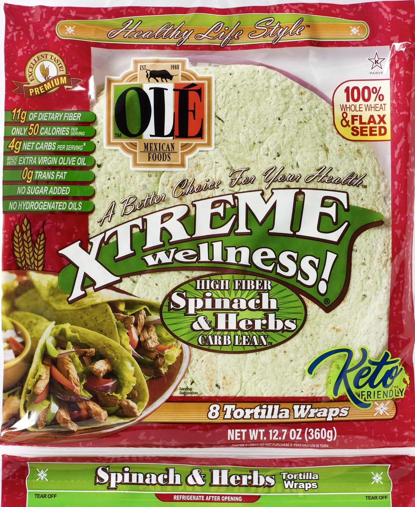 Olé Mexican Foods Wellness! & Herbs Wraps, 8 count, 12.7 oz - Walmart.com