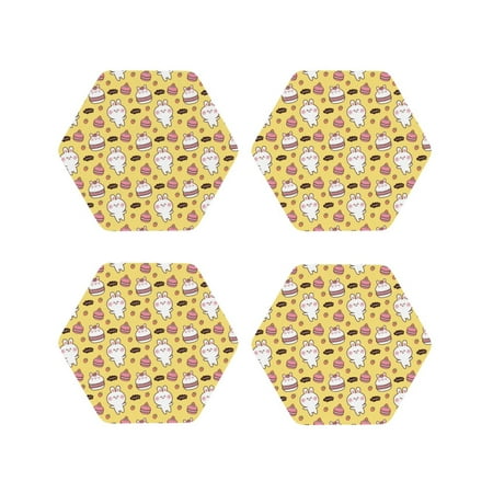 

Tideii Rabbit Hunger for Leather Coasters 4 Pieces Anti-fouling and Anti-scalding Decorative Coasters Suitable for Restaurants Kitchens Coffee Shops-Hexagon