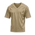 thumbnail image 4 of Men's Big and Tall Shirts Cotton V Neck Plus Size Short Sleeve Soft Casual 2026 Summer Tee Khaki 2XL, 4 of 7