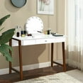 thumbnail image 3 of Gymax Computer Desk Laptop PC Writing Table Makeup Vanity Table w/Drawer and Wood Legs, 3 of 10