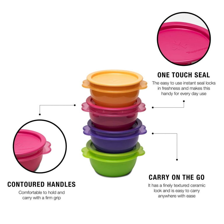 Tupperware Plastic Storage Star Bowl - 500 ml, 4 Pieces, Multicolor 