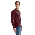 thumbnail image 3 of Hanes Beefy-T Men's Long Sleeve Henley Mulled Berry 3XL, 3 of 6