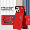thumbnail image 6 of Crossbody Phone Case for iPhone 14 Case with Card Holder for Women,iPhone 14 Case Wallet with Strap Lanyard for Men,PU Leather Magnetic Clasp with Kickstand 6.1", Red, 6 of 15