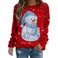 thumbnail image 1 of Sudaderas femeninas sudaderas de manga larga jerséis de cuello redondo estampados navideños de moda, 1 of 3