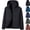 Black, variant on Men's Windproof Raincoat Jacket Fleece Lined Water Resistant Hooded Active Windbreaker with Chest Pocket for Outdoor Cold Weather Workwear, Black, XXXL