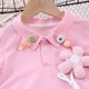 thumbnail image 4 of Gibobby Conjunto térmico bebé Niños pequeños bebés Niñass Primavera Verano sólido algodón manga corta Tops pantalones cortos dos horquillas broche trajes ropa(Rosa, 12-18 Meses), 4 of 5