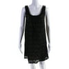 Pre-owned|Karen Kane Womens Scoop Neck Lace Overlay Mini Shift Dress Black Size XS