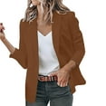 thumbnail image 3 of Outfmvch blazer jackets for women Ladies Fashion Casual Long Sleeve Lapel Suit Style Small Jacket womens tops Brown, 3 of 7