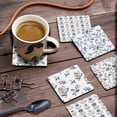 thumbnail image 3 of Inkdotpot Set of 6 Drink Coasters DecorativeNon,SlipCork Base4-inch Square PrintedCoastersEasy Clean- Floral, 3 of 8
