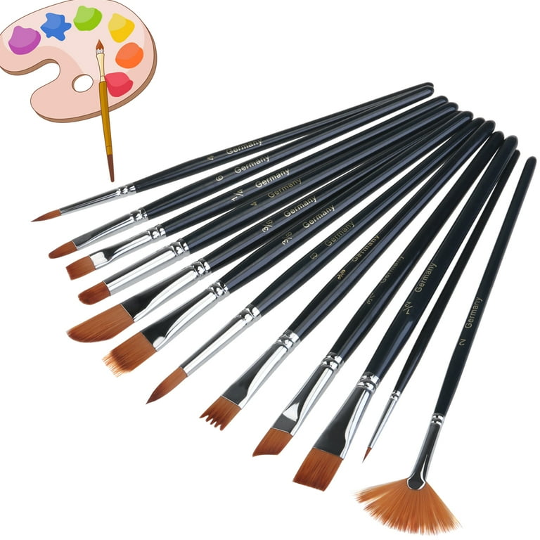 UEETEK 12pcs Brush Set Nylon Hair Paintbrush Set Artist Watercolor Acrylic  Oil Painting Supplies