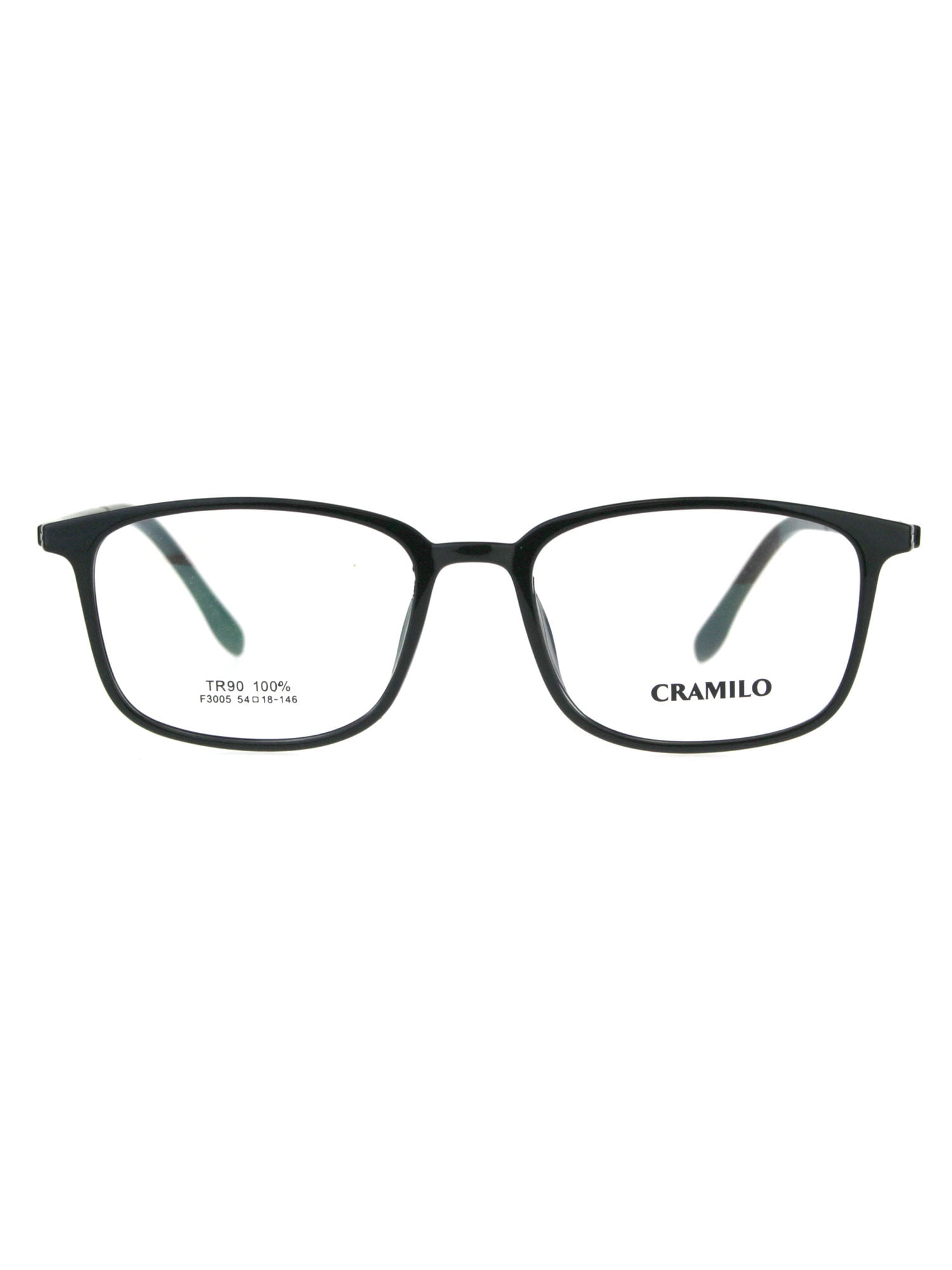 Premium Optical Quality Thin Plastic Rectangular Eyeglasses Frame Solid Shiny Black