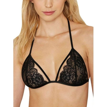 

Zupora Women s Bra Soft Sexy Unlined Wirless Ajustable Straps Halter See Through Floral Lace Bras Bralette Lingerie Triangle Cup Black White S-XL