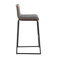 thumbnail image 3 of Mason Mara 30" Barstool Set (2) - Black Metal, Walnut Wood, Grey Faux Leather. Contemporary Design for Kitchen Island or Bar. Fixed Height., 3 of 6