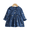 Blue, variant on LYMAYTER Toddler Girls Long Sleeve Dress for 6M-3Y Kids Ruffle Collar Floral Embroidered Dress