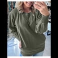 thumbnail image 4 of Sudadera Informal de Larga con Cuello Redondo para Mujer, Sudadera Holgada Verde L, 4 of 8
