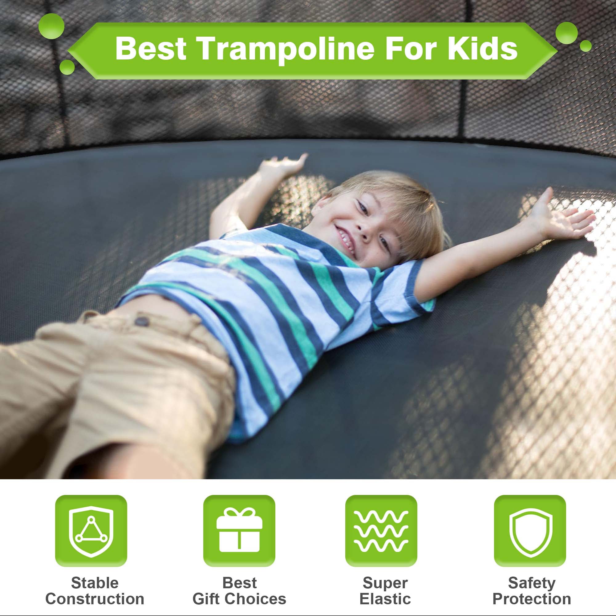 GVDV Outdoor Trampoline, 14' Backyard Recreational Trampoline with Enclosure for Kids & Adults