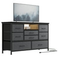 thumbnail image 2 of GloryStar 8 Drawer Media Console Table for 55” TV, Features Wood Top, Multiple Light Modes, and Integrated Power Outlets, 2 of 6