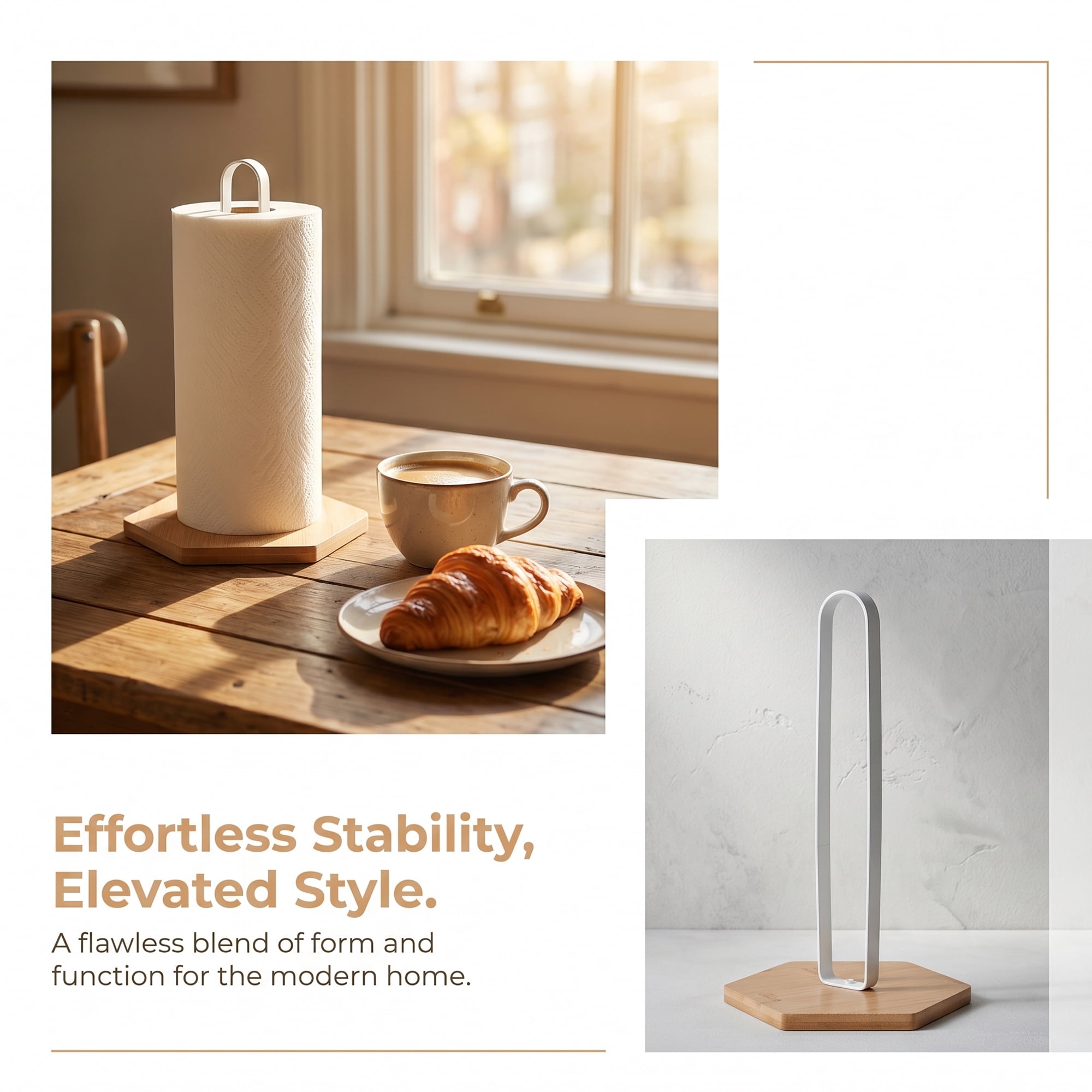 Unique Bargains Paper Towel Holder Countertop Non Slip Base Dispenser White C 10.2x6.3inch