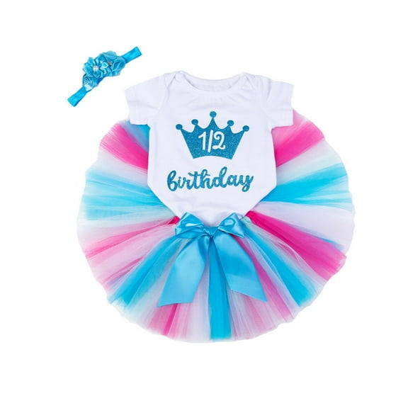 Girl Christmas Outfit Toddler Clothes Girls Cute Net Dress Set Birthday Rainbow Puffy Dress Birthday Party