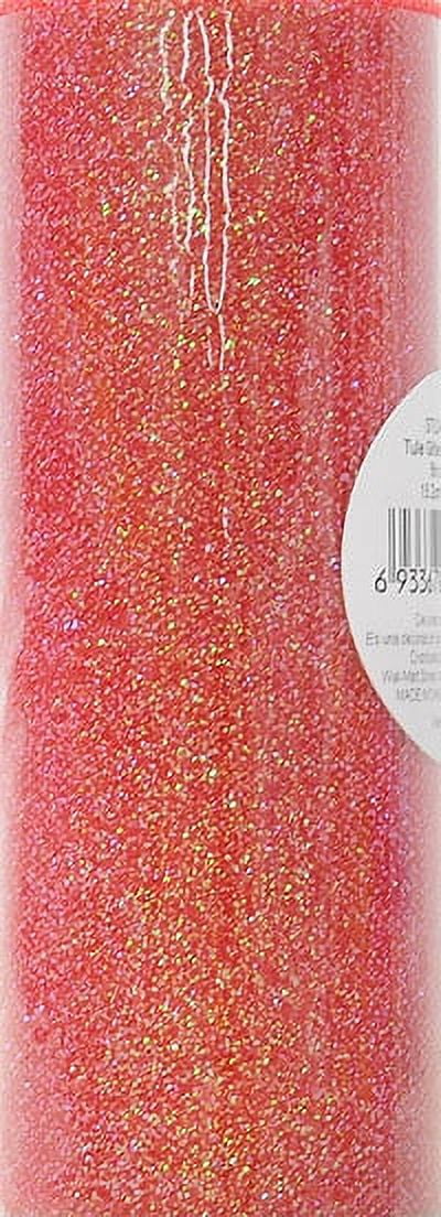 (3 pack) Fuzhou Unbrand 6inch 12Yd Red Glitter Tulle,100% Polyester by the Bolt