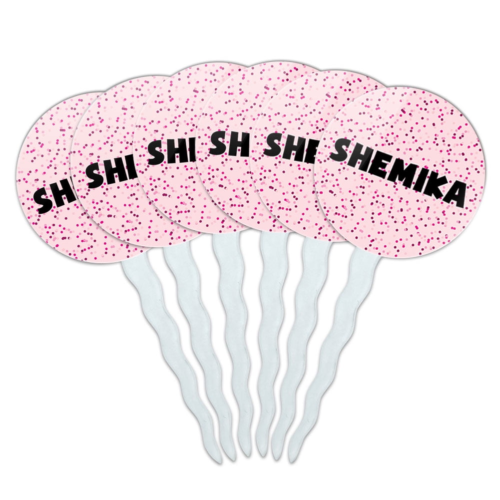 Sherron Cupcake Picks Toppers - Set of 6 - Pink Speckles