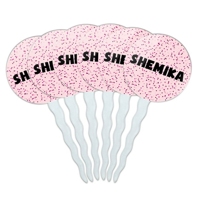 Sherron Cupcake Picks Toppers - Set of 6 - Pink Speckles