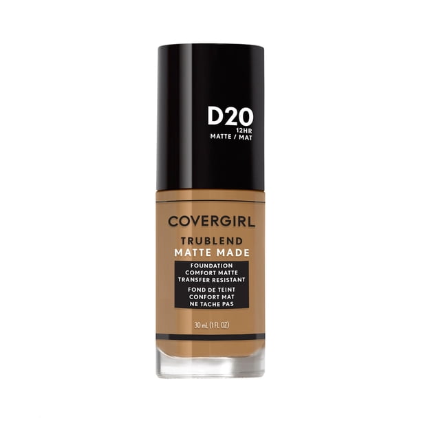 CoverGirl Base Base de maquillaje líquida TruBlend Matte Made - D20 True Caramel 1 oz Covergirl Base 1 oz