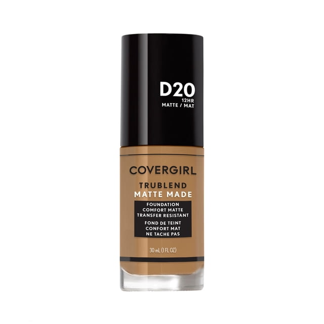 CoverGirl Base Base de maquillaje líquida TruBlend Matte Made - D20 True Caramel 1 oz Covergirl Base 1 oz