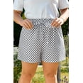 thumbnail image 4 of Women's Plus Size Gray Checkerboard Lace-Up High Waist Casual Shorts - [ZhiHiMeRi] | (US 14W-16W)1X, 4 of 12