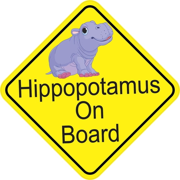 StickerTalk Hippopotamus On Board Sticker, 6 inches by 6 inches