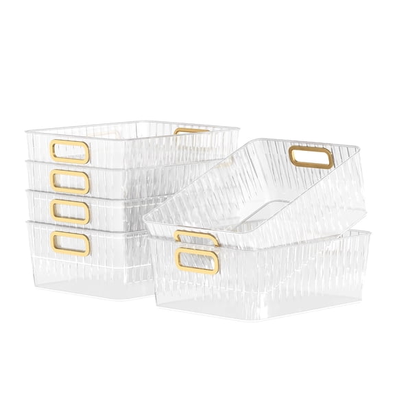 Idotry 6-Pack Clear Pantry Storage Bins, Plastic Organizer Bins