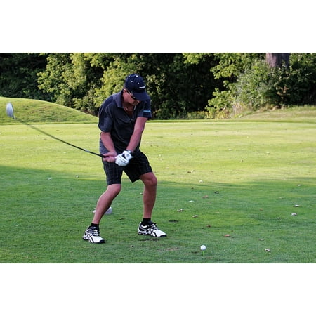 Canvas Print Golf Swing Golfing Tee Man Golfer Golf Ball Stretched Canvas 10 x (Best Golf Ball For 95 Mph Swing Speed)