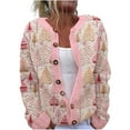 thumbnail image 3 of DDAPJ pyju Christmas Cardigan for Women Ugly Funny Xmas Tree Print Button Up Cardigans Fall Winter Knitted Outerwear Jacket Multicolor XXL, 3 of 5