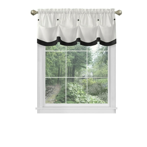 Kate Aurora Country Farmhouse Solid Colored Button Tuck Window Valance - Assorted Colors