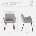 thumbnail image 3 of Zesthouse Linen Dining Chairs Set of 2, Modern Upholstered Kitchen Room Chairs with Metal Legs, Comfy Small Accent Arm Chair for Living Dining Room, Gray, 3 of 15