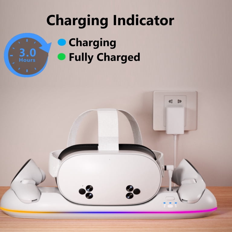 Pecham VR Charging Dock Fit for Meta Quest 3/Quest 3S/Quest 2, RGB