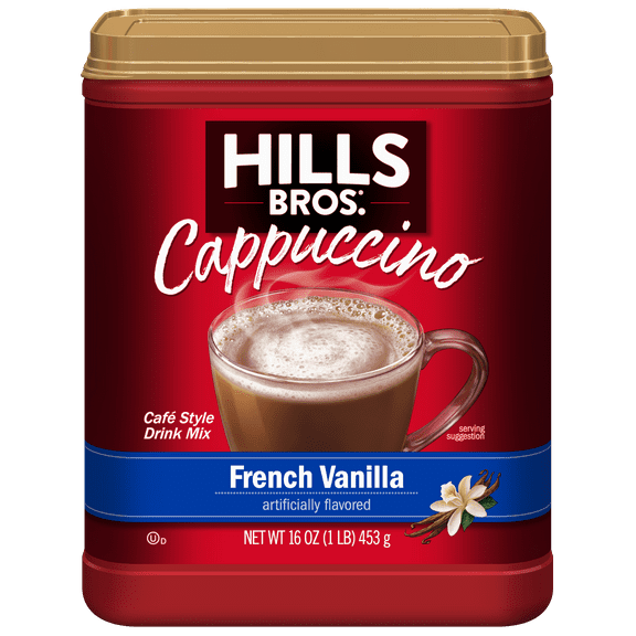 Hills Bros. Sugar-Free French Vanilla Cappuccino Instant Coffee Mix, 12 Ounce Canister