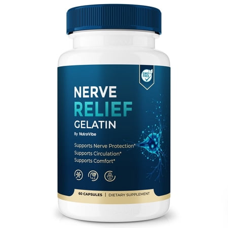 Nerve Relief Gelatin – Natural Daily Support Blend for Nerves, Memory & Focus | NerveRelief Gelatin Easy-to-Take Capsules (60 Capsules)
